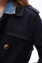 Load image into Gallery viewer, denim trench coat - dark denim
