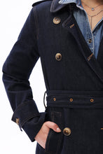 Load image into Gallery viewer, denim trench coat - dark denim
