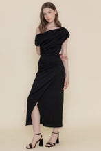 Load image into Gallery viewer, asymetric single drop sldr maxi dress - black
