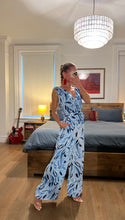 Load image into Gallery viewer, Surplice Jumpsuit - MULTI BLUE
