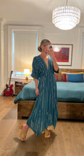 Load image into Gallery viewer, Striped Sequin Midi Dress - Teal
