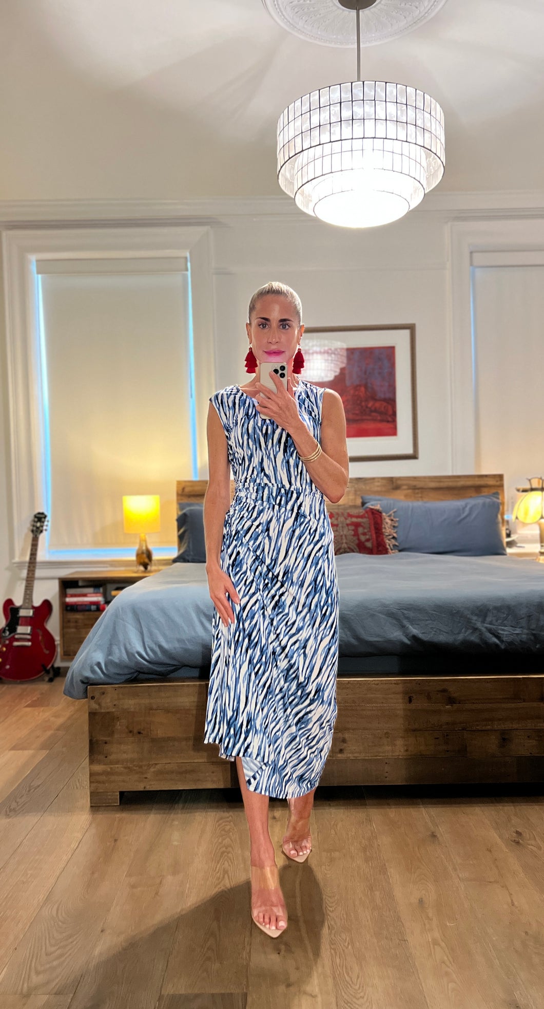 DRAWSTRING MIDI DRESS - WATERCLR BLUE