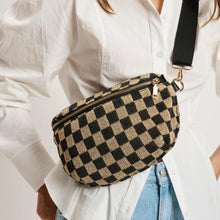Load image into Gallery viewer, Large checkered bag - Natural / black

