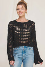 Load image into Gallery viewer, flared slv crochet knit - black

