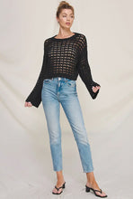 Load image into Gallery viewer, flared slv crochet knit - black
