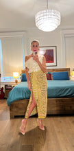 Load image into Gallery viewer, fall jungle midi skirt - green/pink
