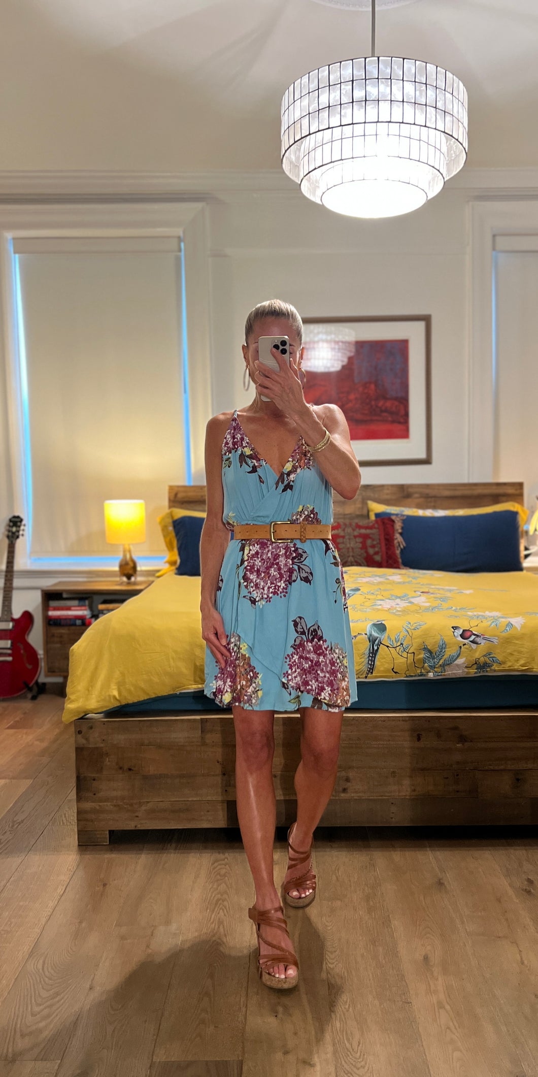 FAUX WRAP MINI DRESS - Seafoam/Violet