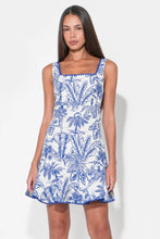 Load image into Gallery viewer, square neck jacquard mini dress - blue/white

