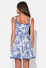 Load image into Gallery viewer, square neck jacquard mini dress - blue/white
