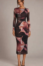 Load image into Gallery viewer, big flower mesh midi drs - brown combo
