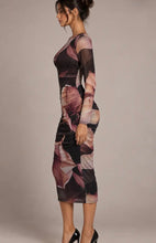 Load image into Gallery viewer, big flower mesh midi drs - brown combo
