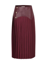 Load image into Gallery viewer, Faux leather midi skirt - Wine
