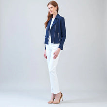 Load image into Gallery viewer, suede zip up jacket - navy

