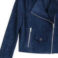 Load image into Gallery viewer, suede zip up jacket - navy
