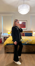 Load image into Gallery viewer, blanket stitch silky button blouse - black
