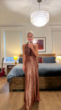 Load image into Gallery viewer, liquid satin cowl midi dress - sunset
