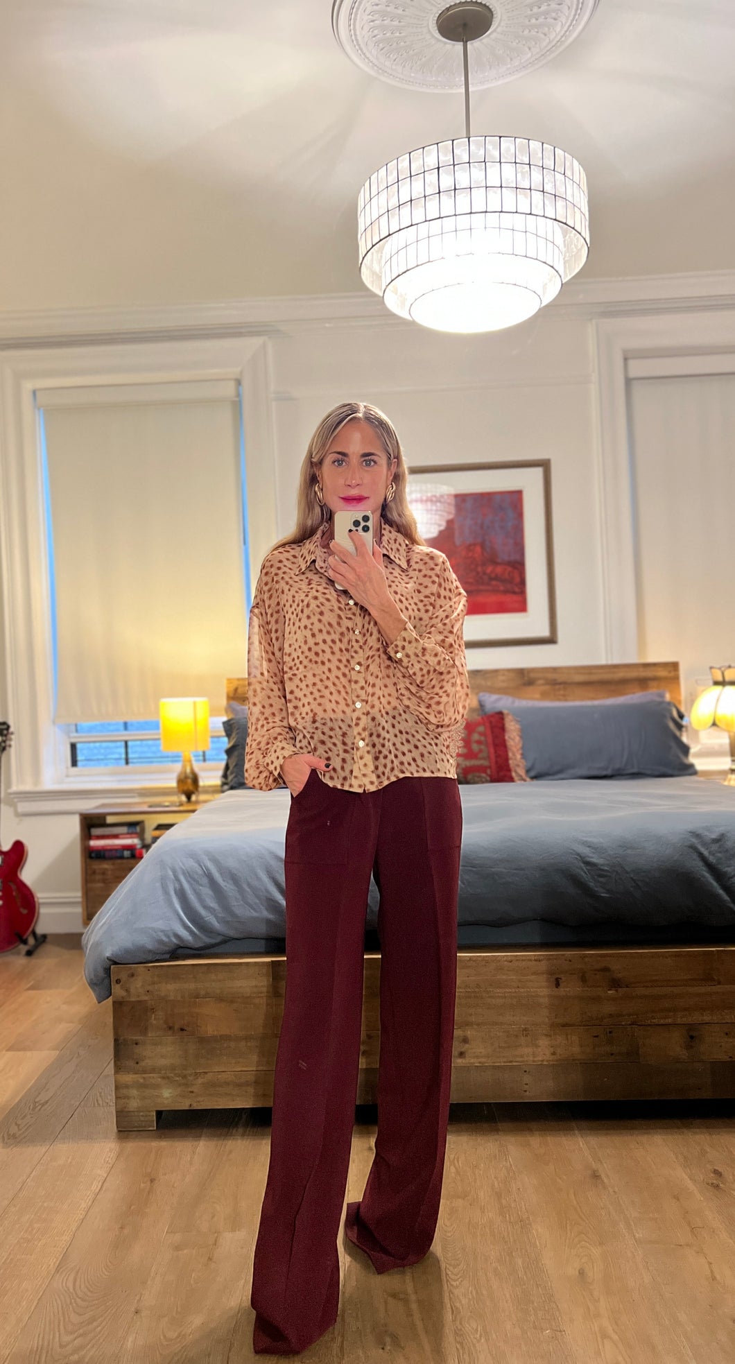 Wide Leg Pants - Burgundy