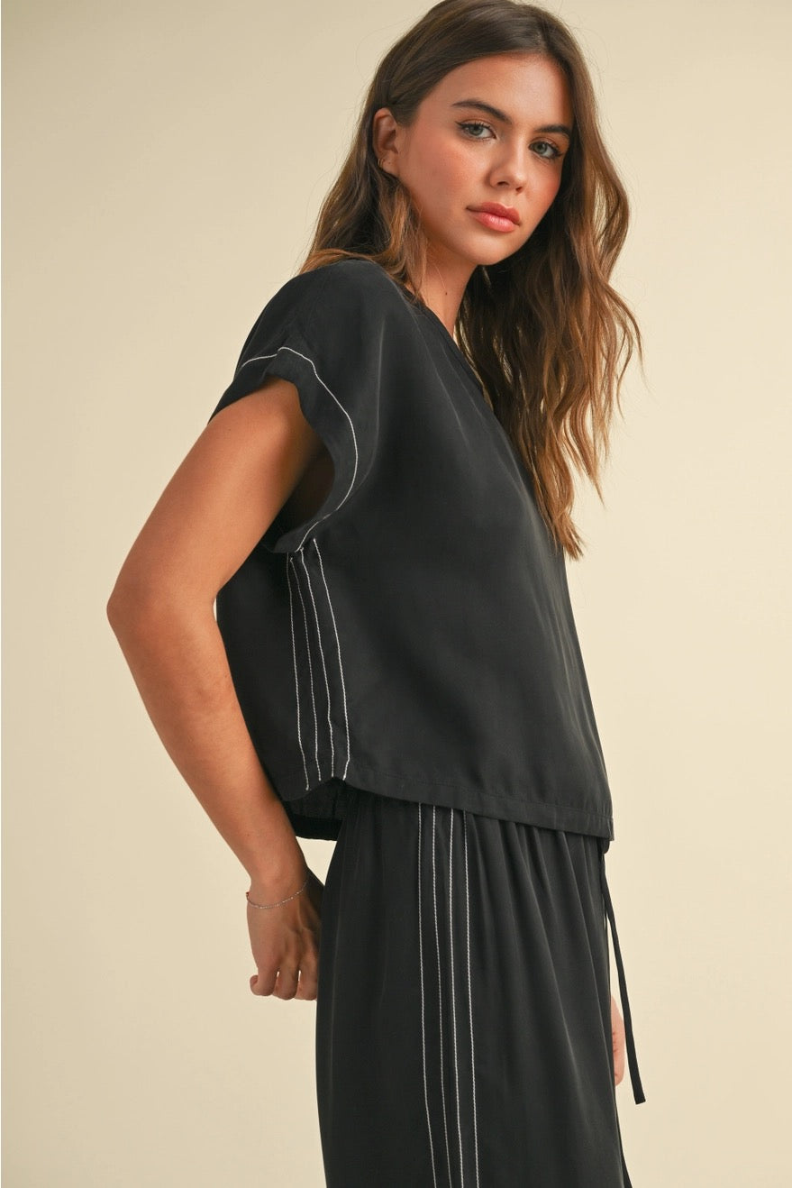 VISCOSE STITCH SS SHIRT - BLACK