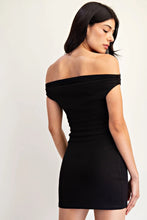 Load image into Gallery viewer, OFF SLDR RAUCHED DRESS - BLACK
