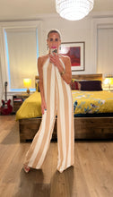 Load image into Gallery viewer, Striped halter jumpsuit - Taupe

