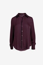 Load image into Gallery viewer, blanket stitch silky button blouse - wine
