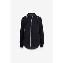 Load image into Gallery viewer, blanket stitch silky button blouse - black

