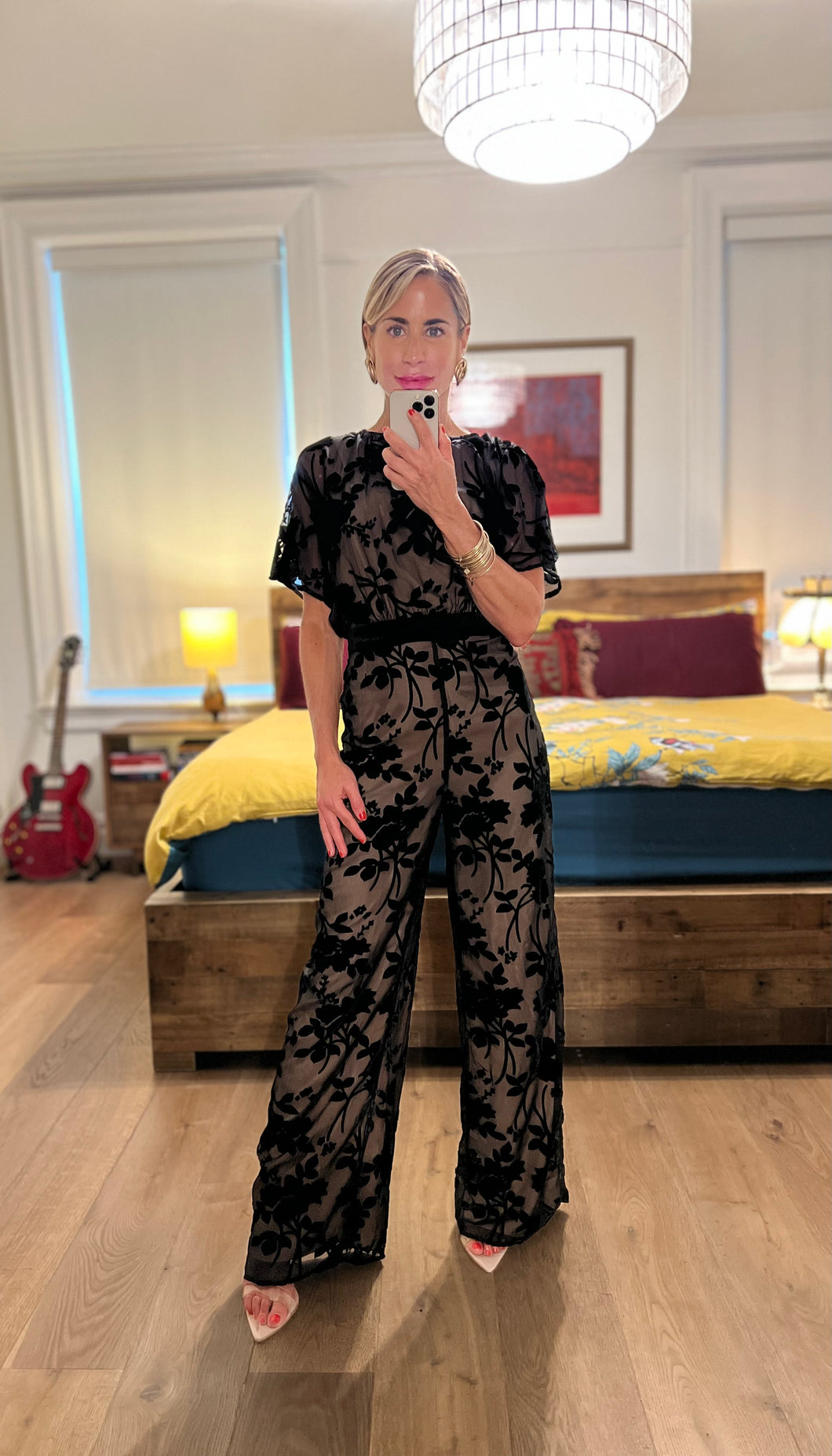 lace jumpsuit - black