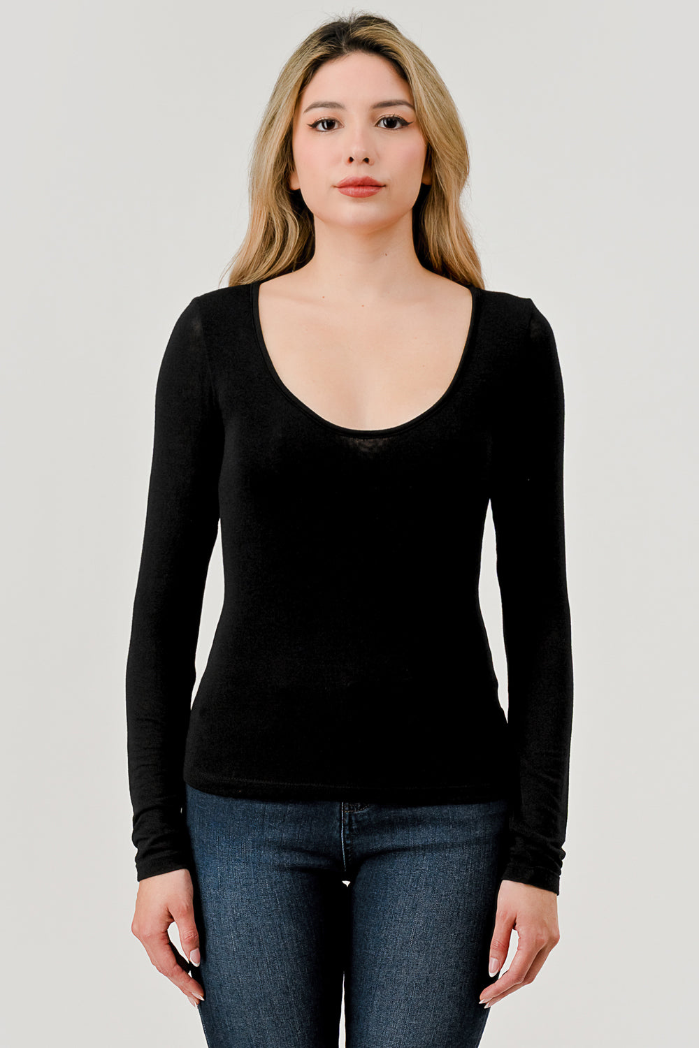 LS Scoop neck Baby hacci - Black