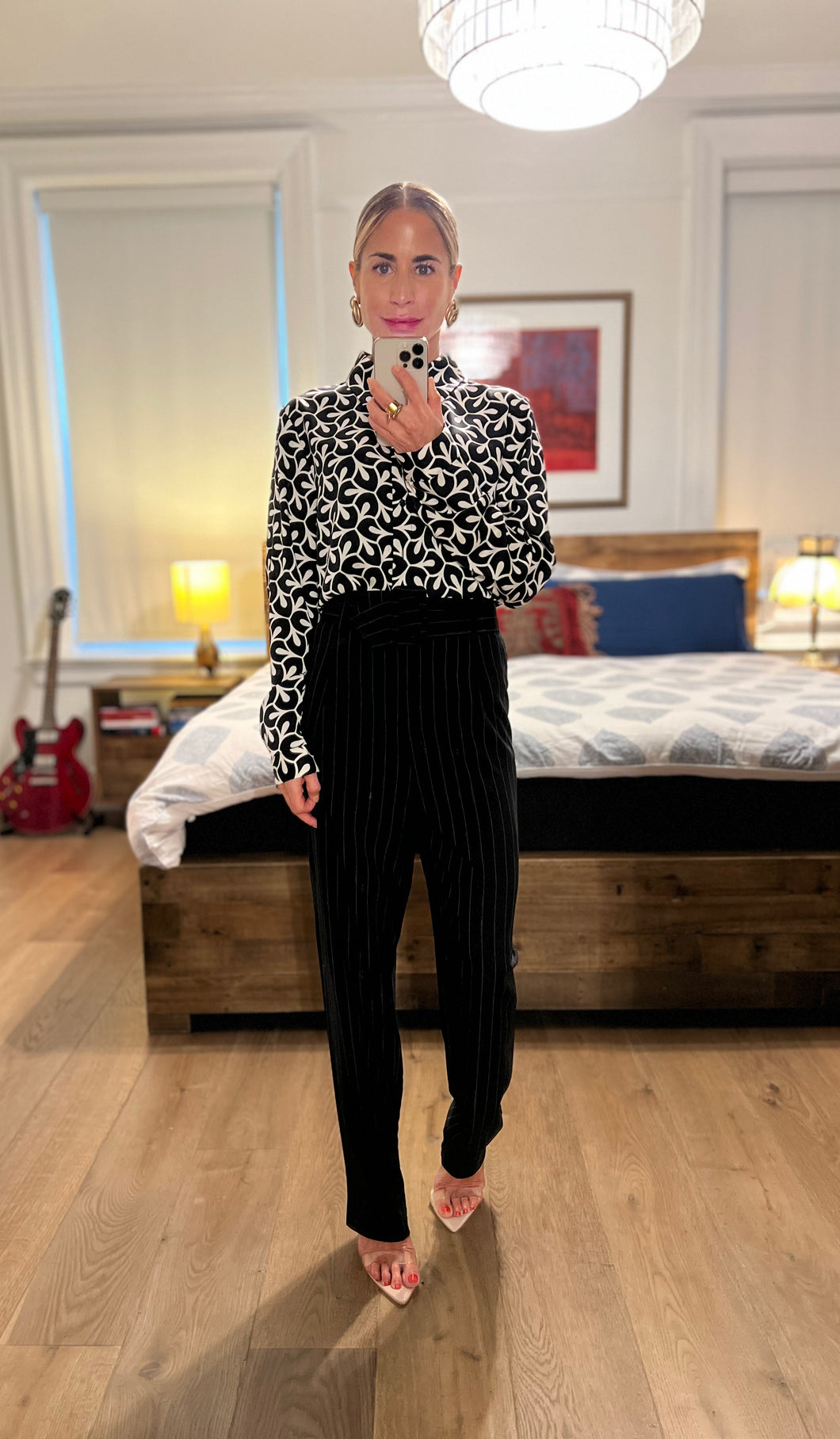 Geo Print Blouse - Black
