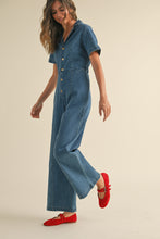 Load image into Gallery viewer, STRETCH DENIM JUMPSUIT - DENIM
