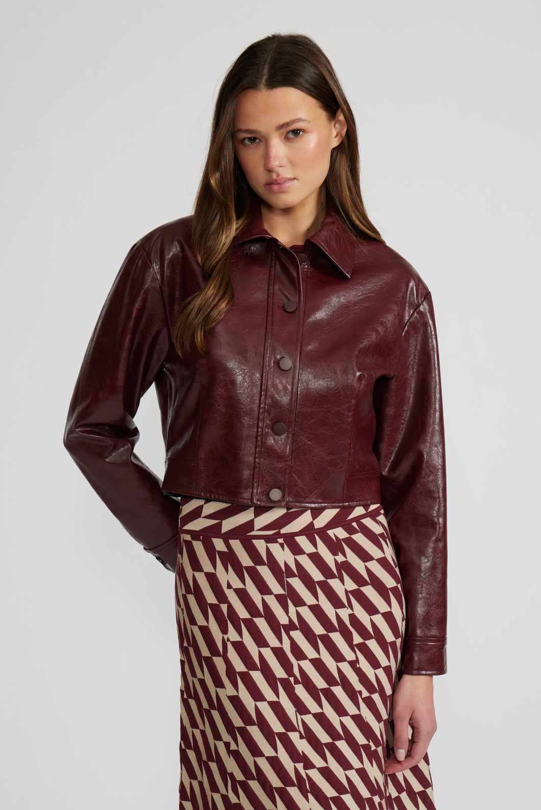Faux leather jacket - Burgundy