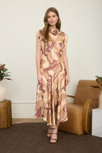 Load image into Gallery viewer, Cowl Neck Midi dress - Brown Multi

