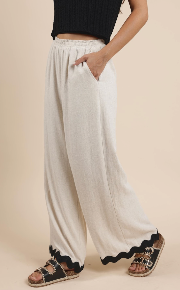 Wavy elastic Pants - oat