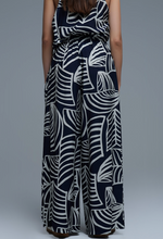 Load image into Gallery viewer, Leaf wideleg Pants - Navy/White
