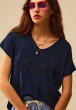 Load image into Gallery viewer, Striped Texture knit sweater - Navy/
