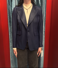 Load image into Gallery viewer, liquid leather blazer - Navy
