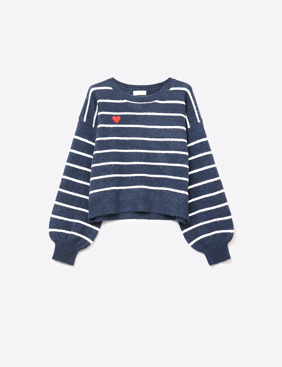 heart striped sweater - Navy
