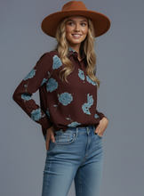 Load image into Gallery viewer, Floral Button up shirt - Brown
