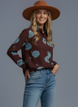 Load image into Gallery viewer, Floral Button up shirt - Brown

