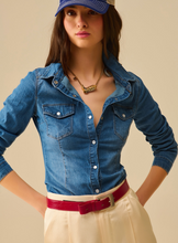Load image into Gallery viewer, Stretch denim shirt - Blue
