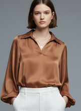Load image into Gallery viewer, Satin Cropped Top - Camel

