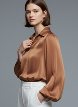 Load image into Gallery viewer, Satin Cropped Top - Camel
