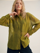 Load image into Gallery viewer, shiny satin shirt - olive
