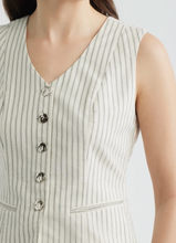 Load image into Gallery viewer, MIXED MEDIA STRIPE DRESS - CREAM /BLK
