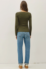 Load image into Gallery viewer, Ribbed Boatneck LS Tee - forest
