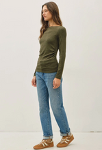 Load image into Gallery viewer, Ribbed Boatneck LS Tee - forest
