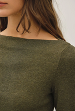 Load image into Gallery viewer, Ribbed Boatneck LS Tee - forest
