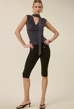 Load image into Gallery viewer, ruched cowl scarf top - charcoal
