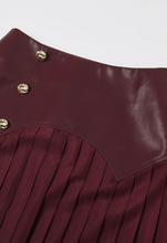 Load image into Gallery viewer, Faux leather midi skirt - Wine

