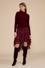 Load image into Gallery viewer, Britney Hi Low Skirt - Burgundy Multi
